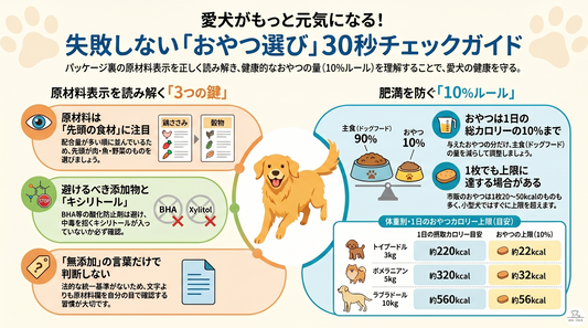 犬のおやつは成分表示で選ぶ｜初めてでもわかる原材料の読み方と1日の量の目安